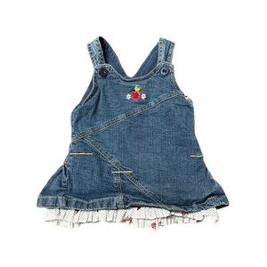 Wonderkids Denim Romper Dress w/Apple Embroidery & Details at the Hem (6/9m)